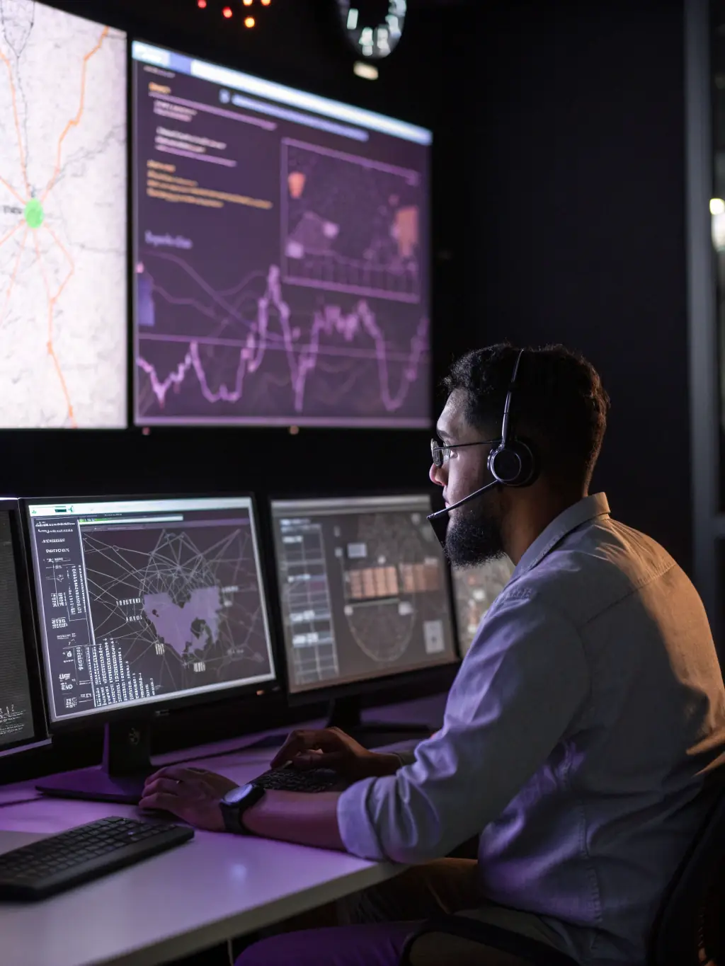 An image depicting a cybersecurity expert analyzing network traffic and identifying potential threats on a computer screen.