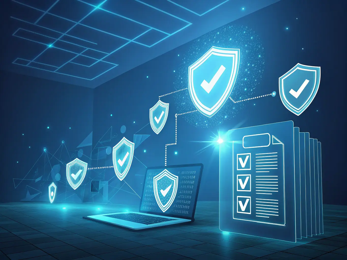 An image illustrating the process of GDPR compliance with documents, checklists, and digital tools, highlighting Veriva's expertise in navigating regulatory requirements.
